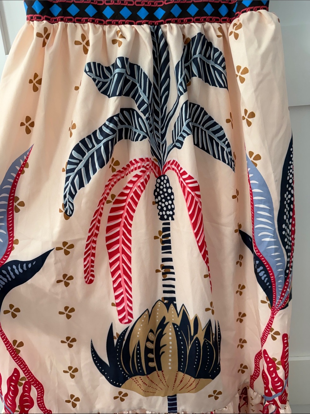 Maxi Sundress with Pink & Navy Leaf Print - Picture 3 of 12
